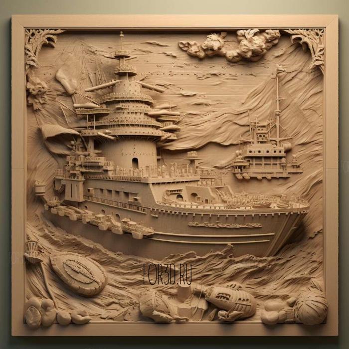 Battleship 2 stl model for CNC